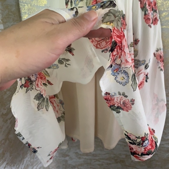 Xhilaration White/Pink Floral Tunic Button Front Collared Mini Dress Size M - Picture 6 of 15